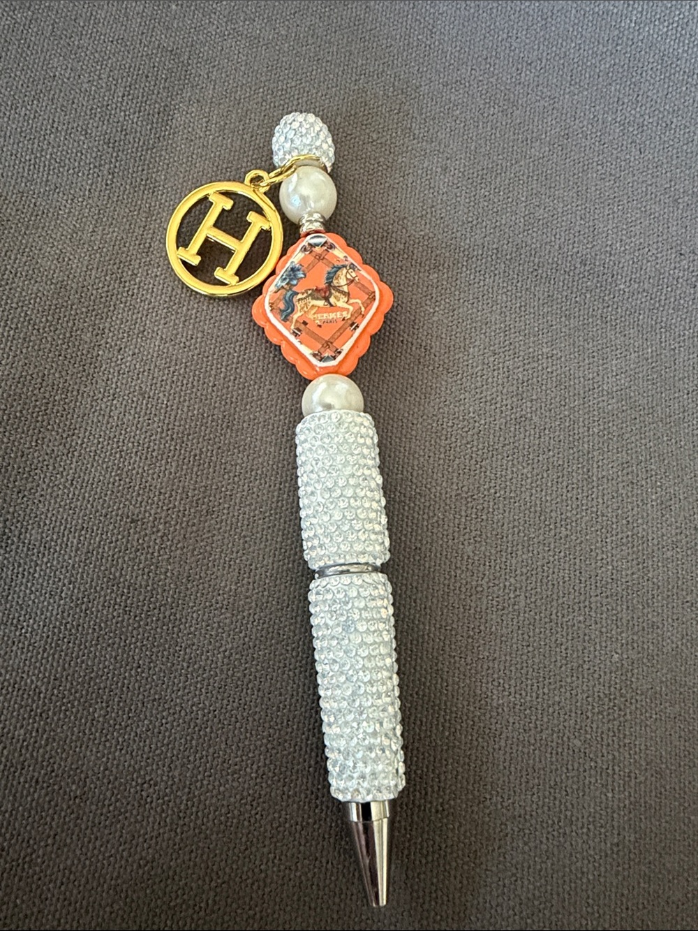 🏵️Handcrafted Orange Enamel & Crystal Charm Key/Bag Pen Charm - Picture 4 of 4